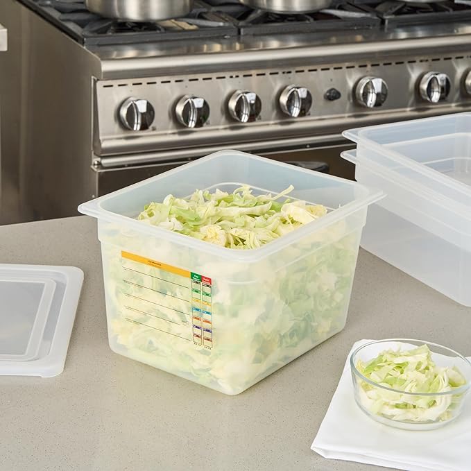 Restaurantware Food Pans Pack of 10 Plastic Rectangle Food Containers Half Size with Traceability Label, Storage Containers Dishwashable Hot Cold Friendly for Restaurants Buffet Commercial Use