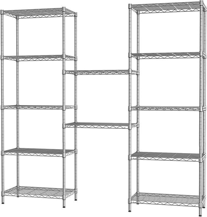SINGAYE 6 Shelf Wire Shelving Unit Adjustable Metal Shelves Standing Bathroom Organizers and Storage Wire Closet Metal Pantry Kitchen 12" DX22 W 69.5" H Gray