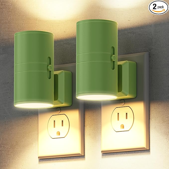 Briignite Night Lights Plug into Wall, Modern LED Night Light Plug in, Dusk to Dawn Sensor, Soft White 3000K, 0-100LM Adjustable Brightness, Dimmable NightLight for Hallway, Bedroom, Stairway, 2 Pack