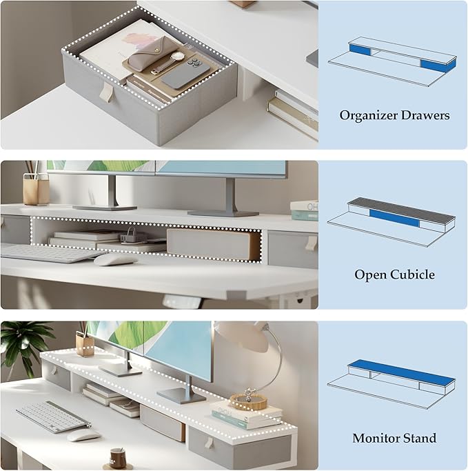 Klicelor 48 Inch Electric Standing Desk with Drawers, Adjustable Height Small Sit Stand Desk for Home Office, Compact Computer Workstation with Storage– White