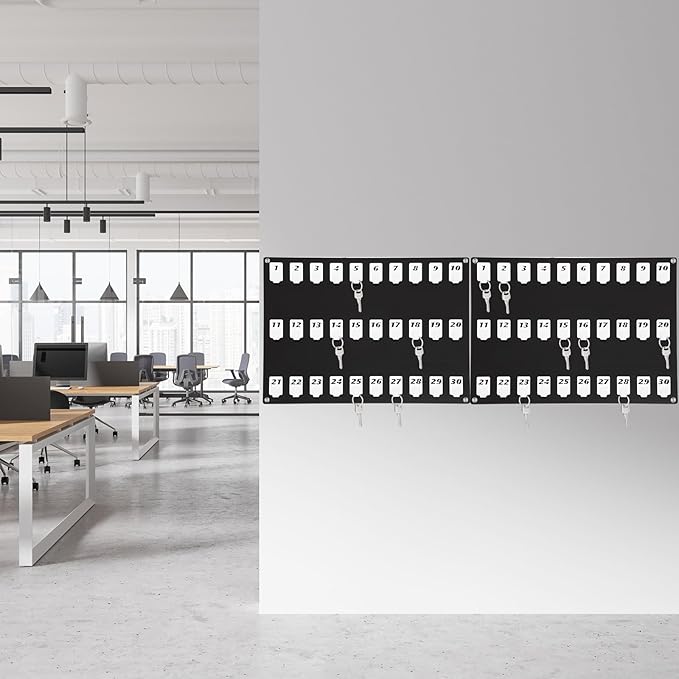 Acrylic Key Board with 30 No. Hooks Wall Mount Key Rack Holder Hanger Storage Collection for School, Garage, Car Dealer, Office, Hotel, Real Estate(Black)