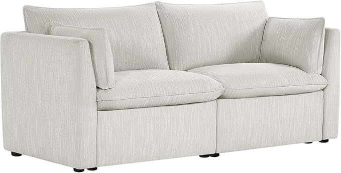 CHITA Luxury Oversized Loveseat Sectional Sofa Couch, Premium Down Filled Modular Sectional Sofa, FSC Certified, 80‘’ Width, 2 Seat Cloud Couch for Living Room, Snow