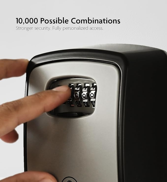 Iron Lock® Key Lock Box XXL Wall Mount – Waterproof Outdoor Key Safe with Heavy-Duty Metal Body & 4-Digit Combination – Lock Box for Keys Outside for Home, Rentals & Realtors (Grey, XXL)