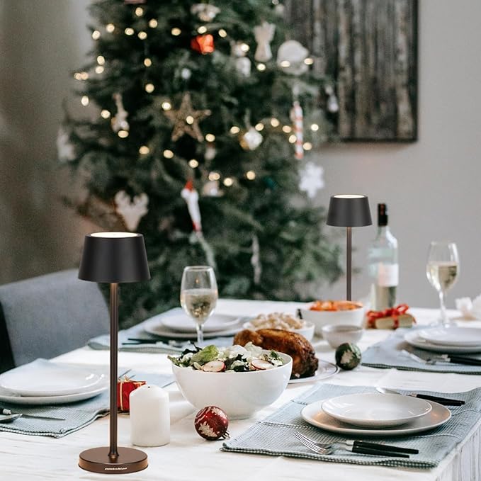 Cordless Table Lamps Set of 2,with Touch Dimming and IP54 Waterproof Function Desk Lamp,Suitable for Indoor and Patio Lighting Black 2 Pcs