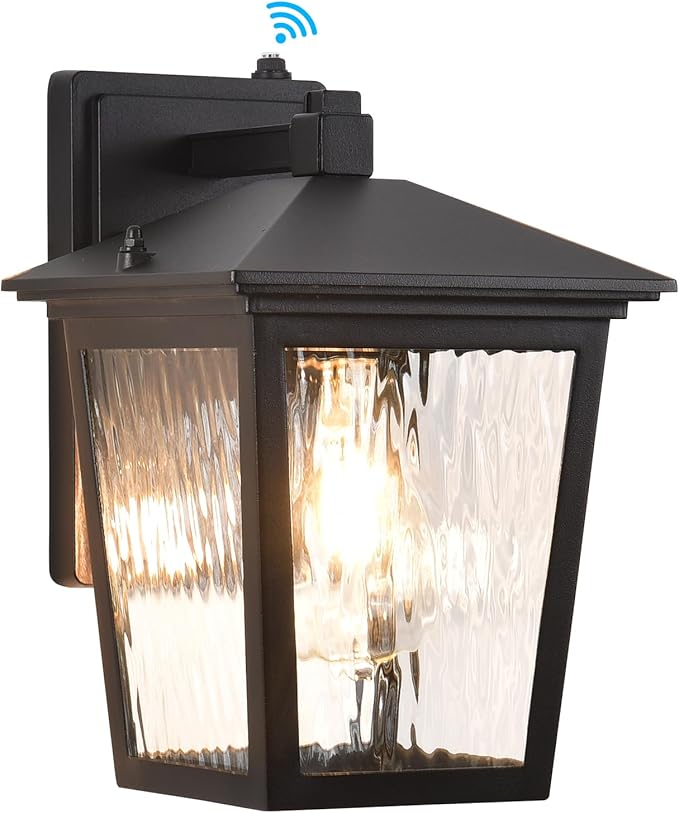 Dusk to Dawn Outdoor Wall Lantern, Exterior Wall Sconce Light Fixture with E26 Base, Black Waterproof Wall Mount Light, Outdoor Lantern for Porch