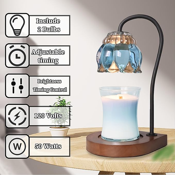 Candle Warmer Lamp Christmas Gifts - Birthday Gifts for Women Mom, Compatible with All Jar Candles, Wax Melt for Candle Home Decor, Modern Farmhouse Decor, Candle Warmer Timer SkyBlue