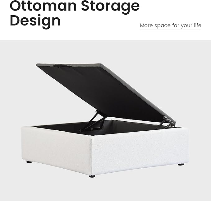 WJShome 165.2" Cloud Modular Sectional Sofa, Modern Comfy Couch Filled with Down, Minimalist Wide Deep Seat Couches for Living Room Apartment Lounge Bedroom (White, 3 Seater+1 Ottoman)