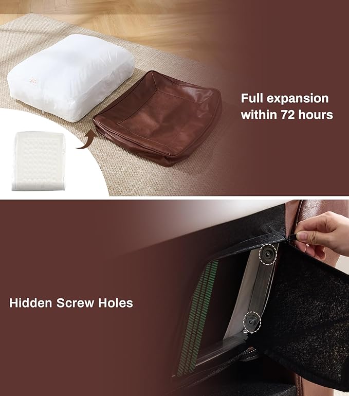 WILLOVE Faux Leather Sofa, Mid Century Modern Couch with Rolled Arm & Nailhead Trim for Living Room, Office - Retro Brown