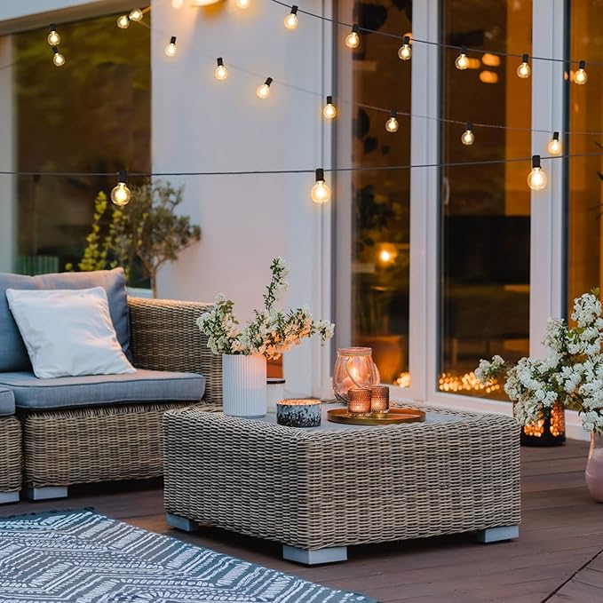 Mlambert 150Ft(3x50Ft) Outdoor String Lights, G40 Globe Patio Lights with 75+6 Dimmable Shatterproof LED Hanging Bulbs for Backyard Party-Black Wire