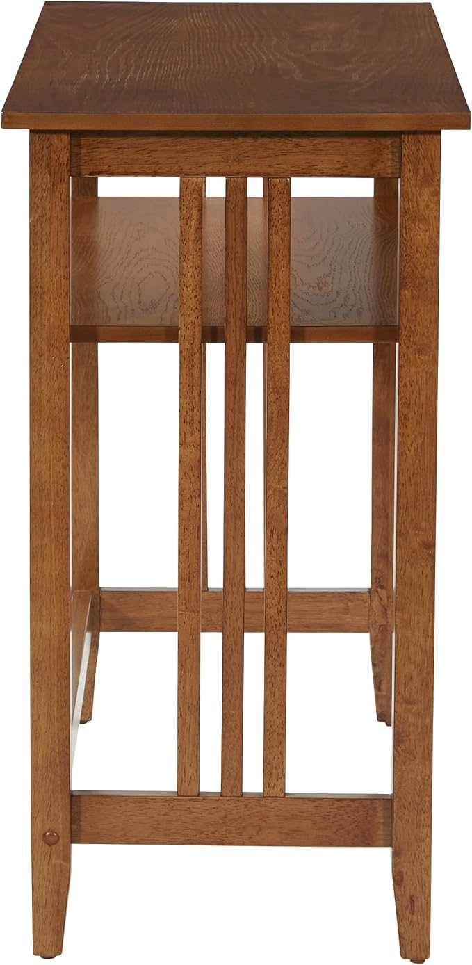 OSP Home Furnishings Sierra 36-Inch Sofa Table with Lower Storage Shelf and Mission Style Side Panels, Ash Brown