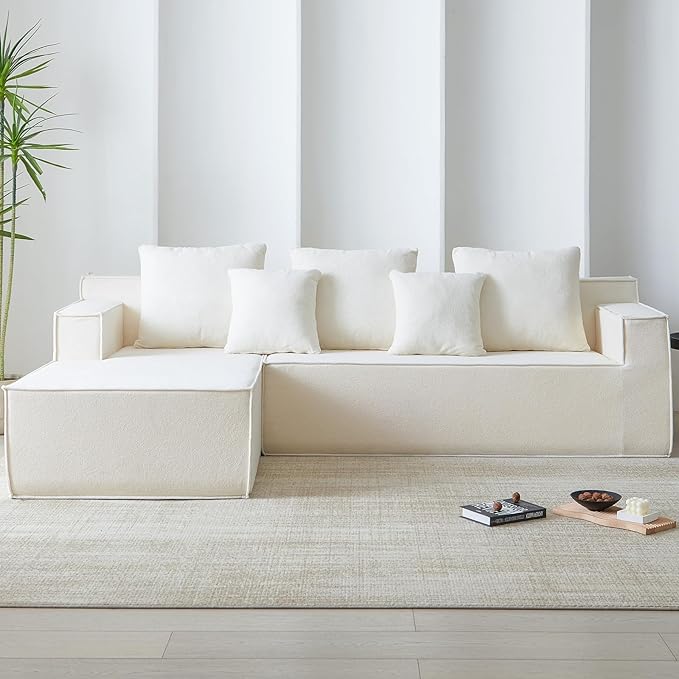 Boneless Couch, Memory Foam Couch in a Box, 101" Modular Sectional Couches Velvet Fabric, Modern Sofa with Deep Seat, Compressed Sofa for Living Room, Bedroom