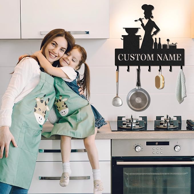 Personalized Key Holder for Wall, Custom Metal Kitchen Key Hooks with Name, Meta Jacket Holder Hooks Organizer Rack, Jacket Hanger Decor for Kitchen, Entryway, Hallway, Office, Doorway