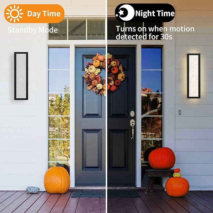 Motion Sensor Outdoor Wall Light LED 26W 24.8in - Rectangle Modern Exterior Lighting Fixture with Resin Shade, IP65 Waterproof Porch Sconce,for Garage,Front Door,Patio