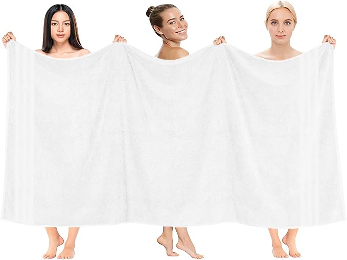 DAN RIVER 2 Pack Luxury Bath Sheets 35x70, 600 GSM, Soft & Quick Dry 100% Ring Spun Cotton Towels Ideal for Hotels, Spas, Gyms & Salons Extra Large, White