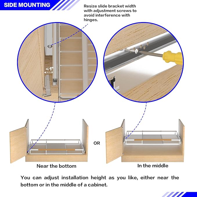 Pull Out Drawer Cabinet Organizer, Expandable Slide Out Storage Shelves - Heavy Duty, Durable and Smooth Slide-Out, 23" x 40" Wide x 22.5" Deep, 1 Pack
