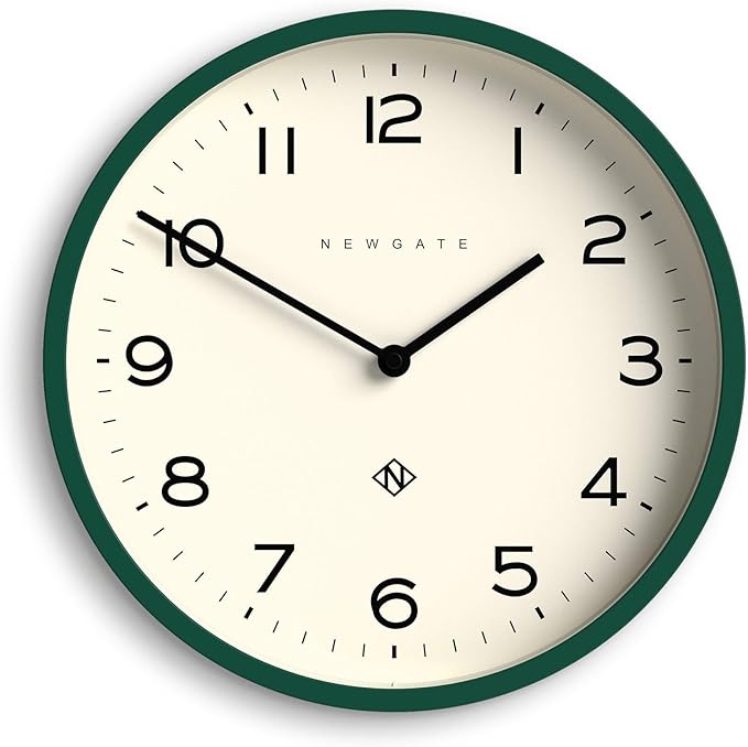 NEWGATE® Number Four Echo Wall Clock | Modern Round Clock | 30cm | Eden Green | Easy to Read Numbers | Ideal for Kitchen, Living Room or Office