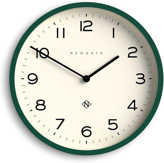 NEWGATE® Number Four Echo Wall Clock | Modern Round Clock | 30cm | Eden Green | Easy to Read Numbers | Ideal for Kitchen, Living Room or Office
