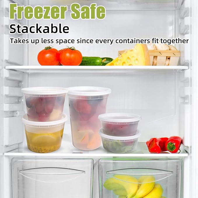 EASYTRIP [24 sets] 32oz Deli Containers with Lids，Food Storage Container with airtight lid，Plastic Soup Containers with Lids Meal Prep/BPA Free/Freezer Safe/Dishwasher Safe/Microwave Safe/Stackable