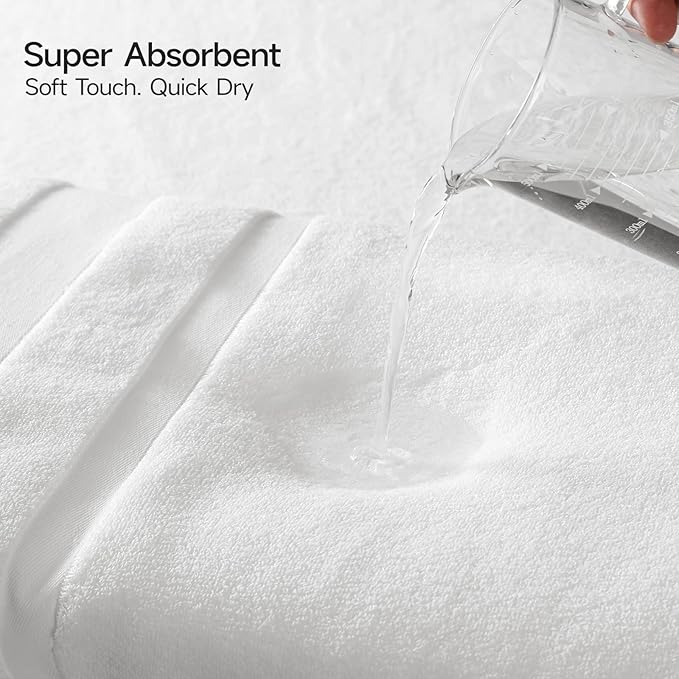 REDKISS 100% Cotton Bath Towels Set of 2, Extra Large Bath Sheets 35 X 70 Inches, 800 GSM, Quick Dry, Ultra Soft & Super Absorbent Bathroom Towel Sets for Bathroom, Gym, Spa, Pool & Hotel, White