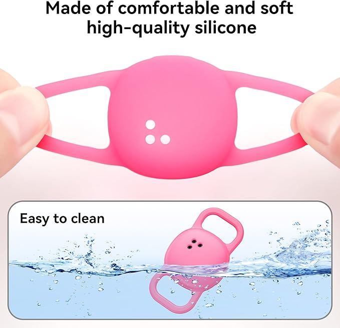 DDJ for Tile Life360 Sticker (2024) Tracker Cat Collar Case, 2-Pack Silicone Anti-Lost Protective Cover Tile Tracker Holder for Dog & Pet Collars, Durable, Easy Installation, Lightweight, Neon Pink