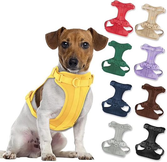 No Pull Lightweight Dog Harness: Adjustable Durable Breathable Mesh Pet Vest Harness with Soft & Comfortable Cushion, for Small Medium Large Dogs (Medium, Butter Yellow)