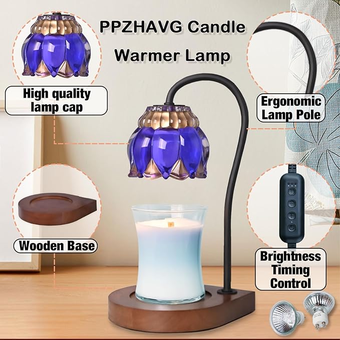 Candle Warmer Lamp - Electric Candle Lamps Timer, Compatible with All Jar Candles, Gifts for Her, Gift for Mom, Dimmable Candle Warmer, Candle Holders for Home Decor Purple