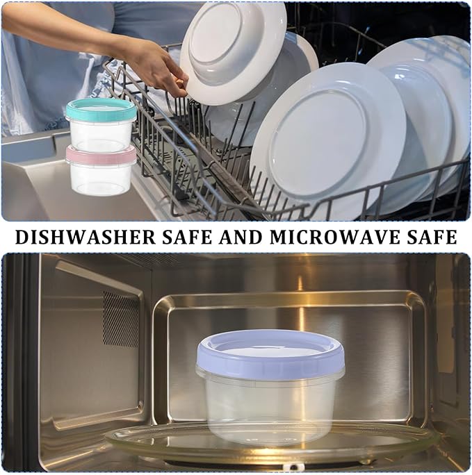 36pcs 8 oz Plastic Containers with Screw Lids, Reusable Clear Food Storage Containers with Pen and Brush for Snack Salad Fruit, Leakproof Small Freezer Containers, Microwave & Dishwasher Safe