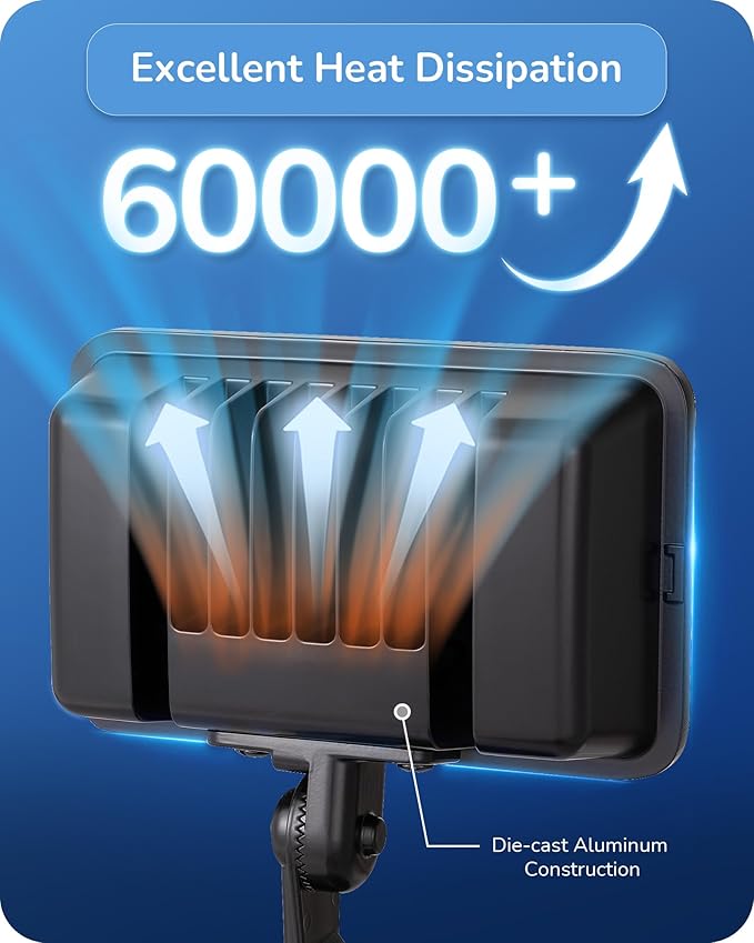 EDISHINE 10000LM Flood Lights Outdoor,73W LED Flood Light Outdoor, IP65 Waterproof, 5000K LED Security Light for Backyard, Flagpole, Garage, UL Listed