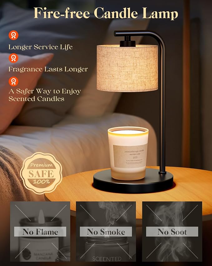 Candle Warmer Lamp with Timer: Dimmable Candle Lamp Warmer for Jar Candles - Birthday House Warming Gift for Women Mom Her - New Home Decor for Bedroom Office Kitchen with 2 Bulbs