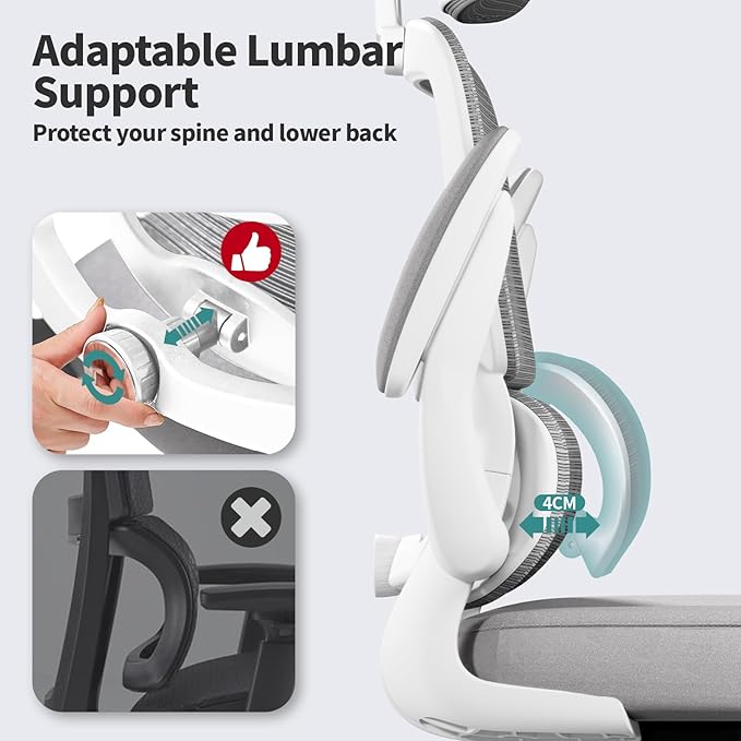 TRALT Office Chair Ergonomic Desk Chair, 330 LBS Home Mesh Office Desk Chairs with Wheels, Comfortable Gaming Chair, High Back Office Chair for Long Hours (Grey)