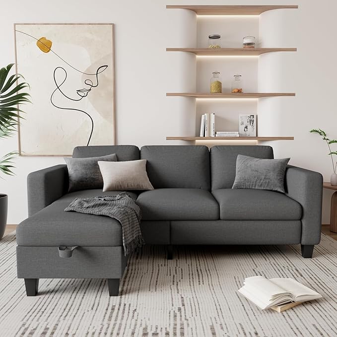 Sectional Couches for Living Room, 78" L Shaped Sofa 3 Seat Modern Couch with Storage Ottoman Convertible Couches for Small Space, Living Room, Bedroom, Apartment and Office