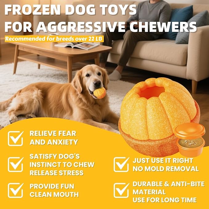 Frozen Treat Dog Toy for Aggressive Chewers, Fillable Dog Toys to Freeze | Frozen Treat Holder with Mold for Medium Large Dogs | Easy to Clean