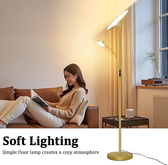 Floor Lamps for Living Room,42W/4200LM Bright Floor Lamp,2-in-1 Dimmable Standing Lamp with Reading Light,69'' Tall Lamp with Remote & Touch Control, Modern Floor Lamp for Bedroom,Office
