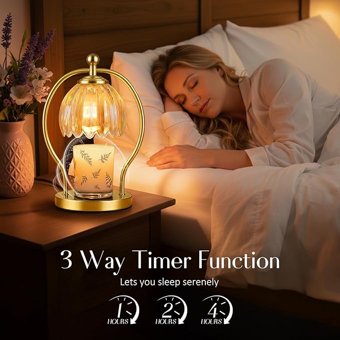 COTTHOS Candle Warmer Lamp, Dimmable Candle Warmer with Timer, Vintage Candles Wax Warmers for Jar Candles Christmas Birthday Gifts for Women Mom, Home Decor for Bedroom Living Room, Gold Amber