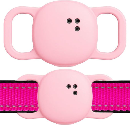 DDJ for Tile Life360 Sticker (2024) Tracker Cat Collar Case, 2-Pack Silicone Anti-Lost Protective Cover Tile Tracker Holder for Dog & Pet Collars, Ultra Durable, Easy Installation, Lightweight, Pink
