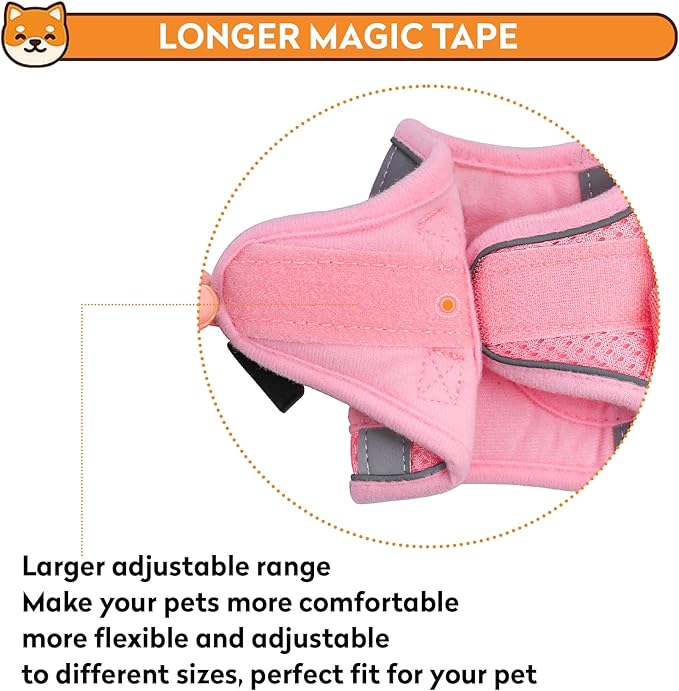 Dog Harness with Leash Set, No-Pull Step-in Reflective Pet Harness with 1 Leash Clips, Adjustable Soft Padded Easy Walk Dog Vest for Small Medium Large Dogs, Cats(Light Pink, Medium)