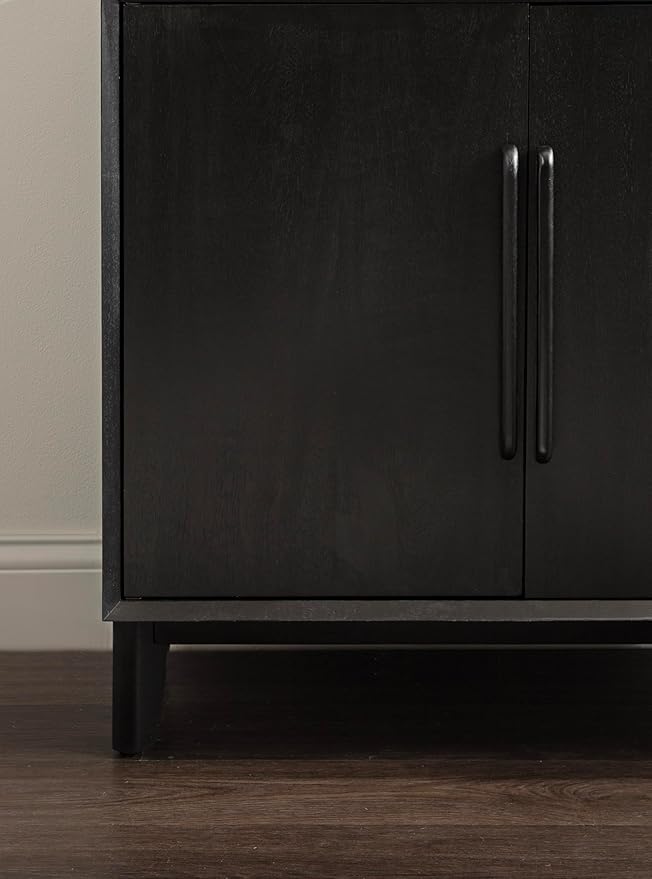 Kate and Laurel McCutcheon Modern Two-Door Mango Wood Floor Storage Cabinet, 30 x 15 x 30, Black, Transitional Living Room TV Stand for Use as Sideboard Buffet Cabinet or Bar Storage Buffet