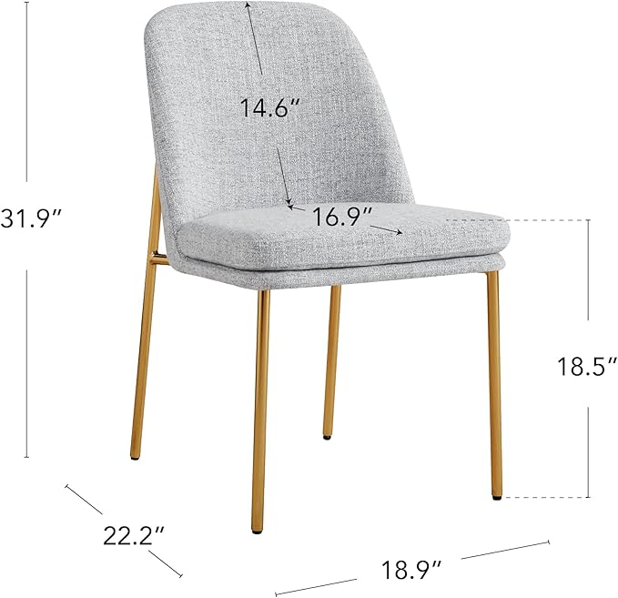CHITA Modern Dining Chairs Set of 2, FSC Certified Metal Dining Chair for Dining Room, Light Gray
