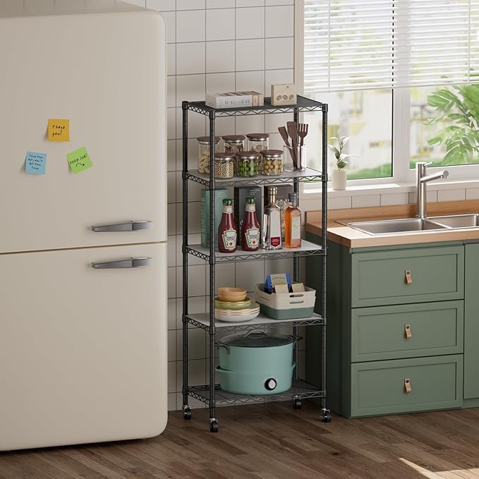 SINGAYE 5 Garage Heavy Duty Shelving Unit Kitchen Pantry Close Home Organizers and Storage Bathroom Shelf Laundry Room Organization Industrial Book Metal Wire Adjustable Shelves