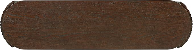 Merax 55" Entryway Table with Oval Top and 2 Drawers, Natural Wood Grain Finish Console Table with Fluted Design for Entryway and Living Room (Espresso)