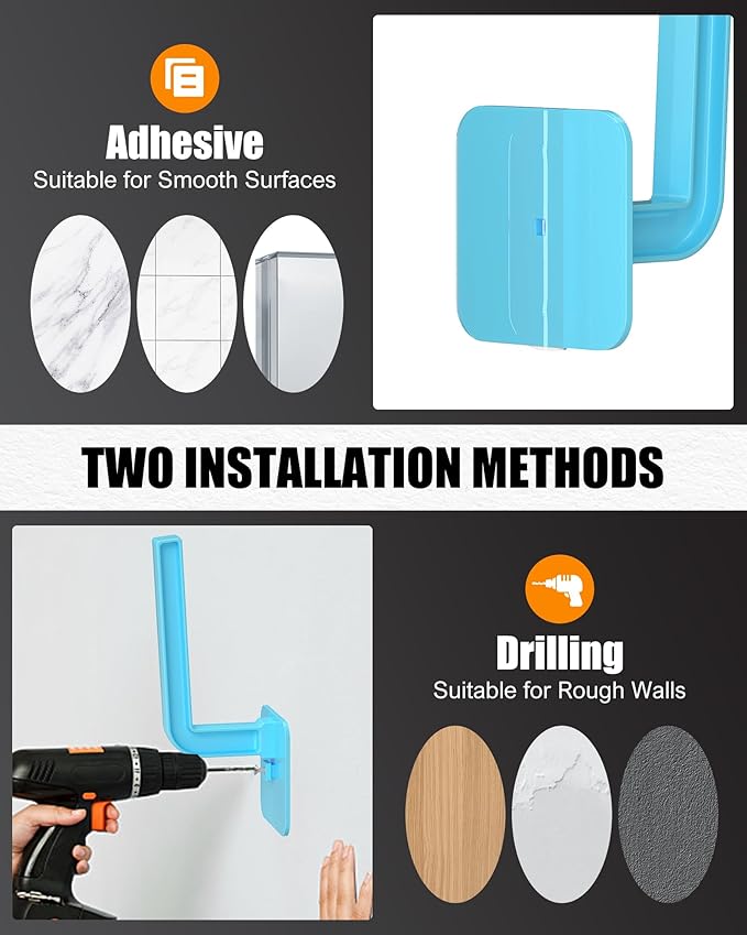 Hat Rack for Hat Storage (4-Pack), Multi-Purpose Hat Organizer, Strong Adhesive Hat Hooks for Wall Hat Organizer for Baseball Caps, Two Mounting Options Hat Hook, Blue