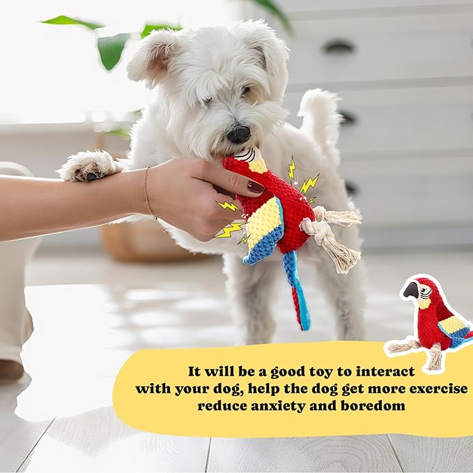 Soulchen 2 Pcs Dog Squeak Toys Cute Plush Flamingo Dog Toys with Knot Stuffed Parrot Chew Toy Interactive Gifts for Small Medium Large Dogs Aggressive Chewers Puppy Entertaining Keep Them Busy
