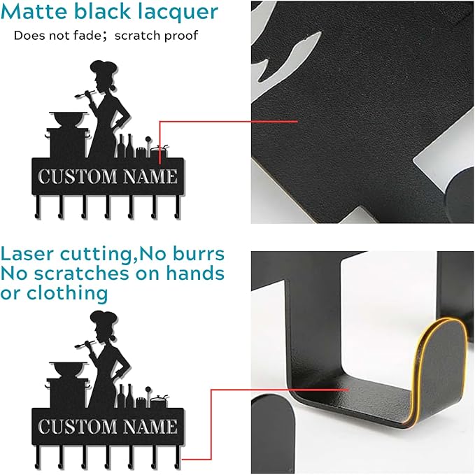 Personalized Key Holder for Wall, Custom Metal Kitchen Key Hooks with Name, Meta Jacket Holder Hooks Organizer Rack, Jacket Hanger Decor for Kitchen, Entryway, Hallway, Office, Doorway