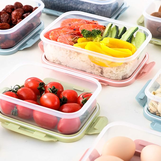 Food Containers Set with Lids Airtight - Plastic Lunch Bento Boxes - Meal Prep Containers, Microwave, Dishwasher, and Freezer Safe (Green)