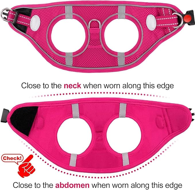 Joytale Small Dog Harness, Breathable Mesh Step-in Vest, Reflective Soft Padded Harnesses for Medium Dogs, Hot Pink, XL