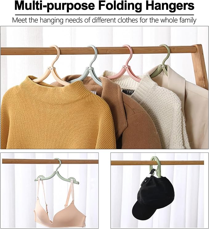 Travel Hangers, Foldable Hangers, Folding for Travtravel Hangerscruise Essentials, Folding Clothes Hanger, Travel Must Haves for Flying, Camping, Hotel, RV, Road Trip, 10 Pcs (Black)