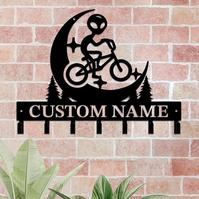 Personalized Custom Alien ET Metal Wall Keys Hooks,Clothes Hooks Alien ET Art coat racks,door holder,Black Alien ET decorations for home,Entrance doors,Hallway, Bedroom,Keys,Hats (Style E)
