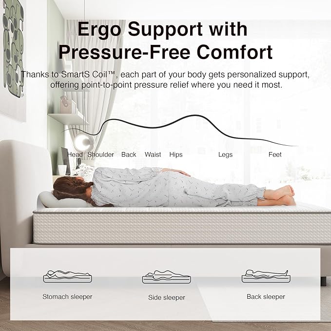 Novilla Twin XL Mattress, 6 Inch TXL Size Mattresses in a Box with Smarts™ Coil for Pressure Relief, Medium Plush Foam and Spring Hybrid Colchones with CertiPUR-US Certified for Kids