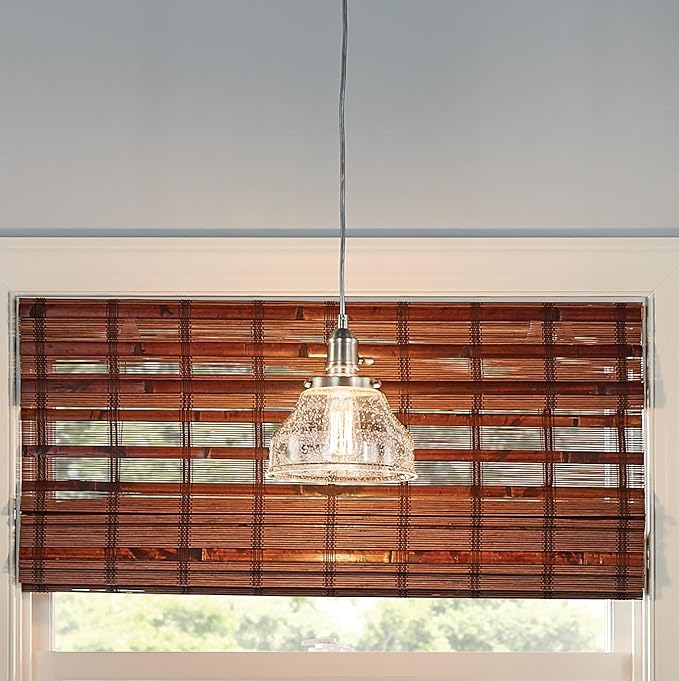 Kichler Avery 1-Light Bell Mini Pendant in Brushed Nickel, Clear Seeded Glass, (8.5" H x 8" DIA), 43850NI