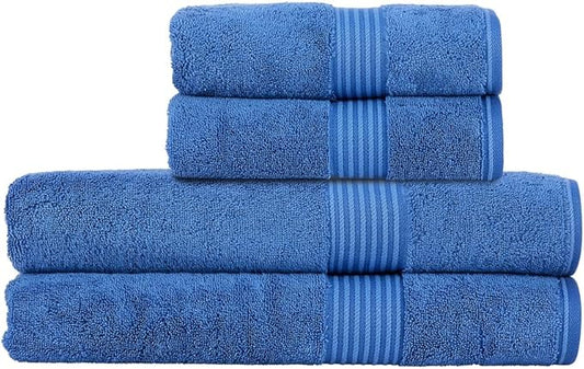 Christy Supreme Hygro 4 Piece Towel Set | Deep sea | 100% Luxury Supima Cotton | Ultra Soft | Super Absorbent | 650GSM |2 Bath Sheets 2 Hand Towels